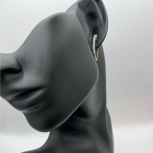 .25 CT Natural Diamond Hoops 14k Gold overlay